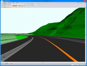 3D線形オプションで作った3Dモデルを「V-nasClair」によって路面のポリゴンを加工し、CGを作成した例