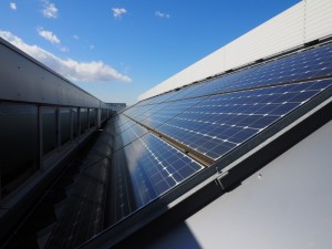 屋上にところ狭しと並んだ太陽光発電パネル