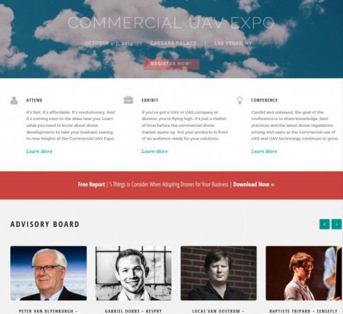 「Commercial UAV Expo」のウェブサイト