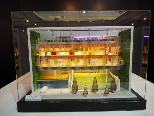 清水建設が展示している「京橋こども園」の模型