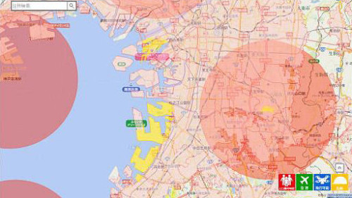 「ドローン専用飛行支援地図サービス」のイメージ（以下の資料：JUIDA、ゼンリン、ブルーイノベーション）