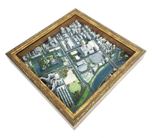 広島城・原爆ドーム周辺の模型（写真：アイジェット、ゼンリン）
