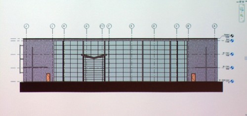 「コ」の字形建物を表した従来の立面図
