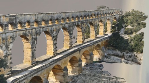 直線やアーチからなるローマ時代の水道橋の3Dモデル（以下の資料：ベントレー・システムズ）