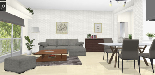 3Dシミュレーターの利用イメージ。実物の家具の3Dモデルを並べながら検討できる