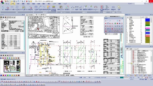 最新版「DRA-CAD15」の画面。データ提供：深滝准一建築設計室（以下の資料：建築ピボット）