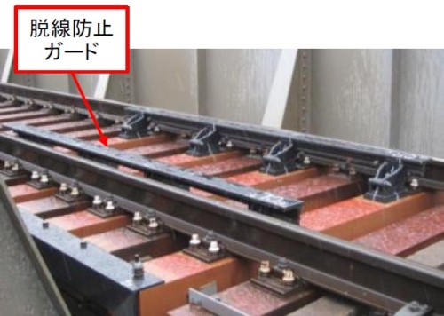 無道床橋梁に設置した脱線防止ガード（以下の写真、資料：JR東海）