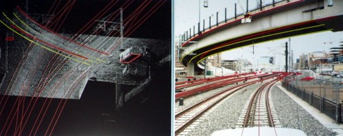 高架橋と線路上面の高さを3D的に計測した例