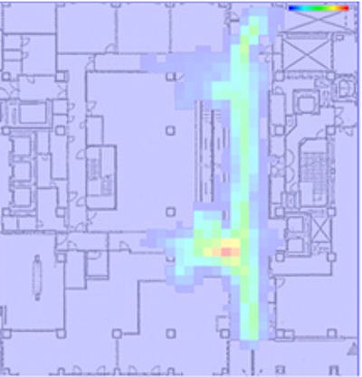 「コレド室町1」で計測された1mメッシュ当たりの人密度データ