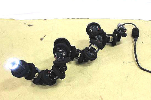 4大学が共同で開発したヘビ型ロボット（以下の資料：京都大学、早稲田大学、岡山大学、金沢大学、科学技術振興機構、内閣府）