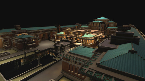 VR技術で再現された帝国ホテル旧本館「ライト館」の外観（以下の資料：凸版印刷）