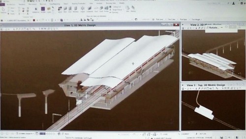 OpenRailによる駅舎の企画設計。3D部品を置いていくようにざっくり3Dモデルが作れる