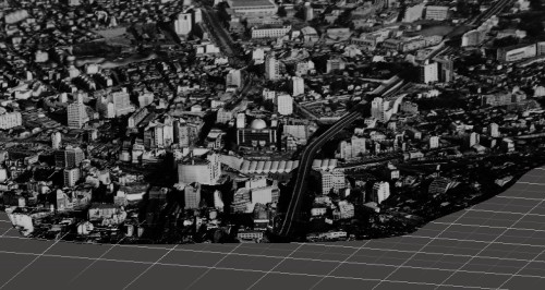 制作中のVR作品。1964年の渋谷の街並みをフォトグラメトリーで3Dモデル化している（以下の資料：1964 TOKYO VR）