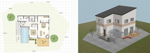 3Dプレゼンツール「SmartHousePlanner」で作成した住宅の間取り図やCG（以下の資料：大塚商会）