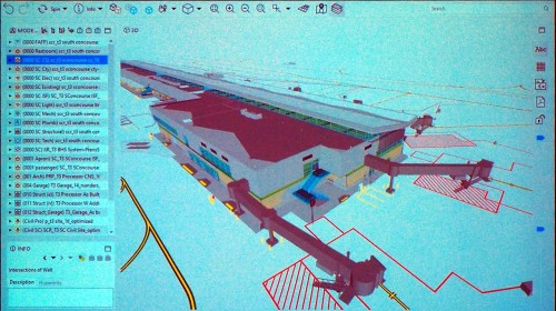 3Dビューで見るとターミナルビルのBIMモデルになっていた