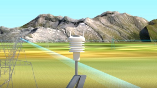 送電鉄塔に設けられた気象観測装置のイメージ図
