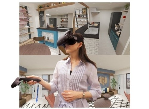 VRとBIMビューワーを使った仮想モデルルームのイメージ。パナソニック・エコソリューションズ社とのコラボで実現した（資料：長谷工グループ）