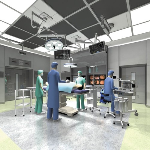 作成されたリアルな手術室のCGパース（以下の資料：メガソフト）