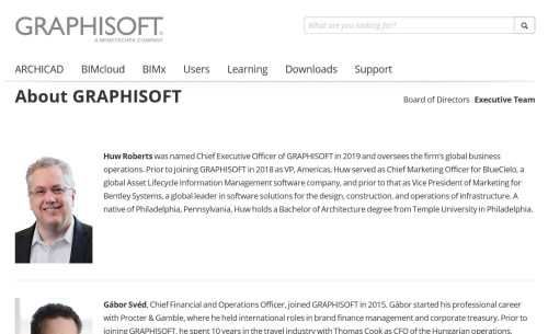 グラフィソフト社の次期CEOに任命されたヒュー・ロバーツ氏（資料：Graphisoft社のウェブサイトより）
