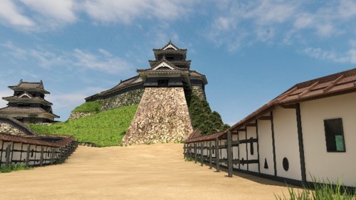 VRで再現した津和野城の三の丸から見た人質櫓（やぐら）