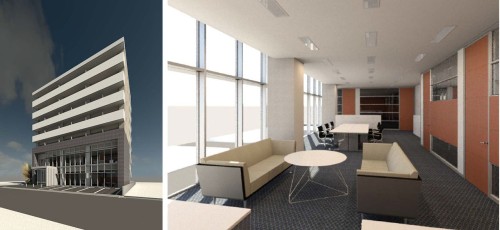 6階建てのマンション・オフィス兼用ビルの外観、内観シミュレーション