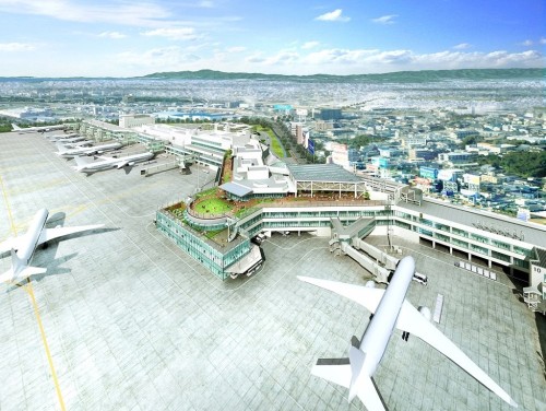 福岡空港旅客ターミナルビル再整備後のイメージ（設計：梓設計、提供：福岡空港ビルディング）