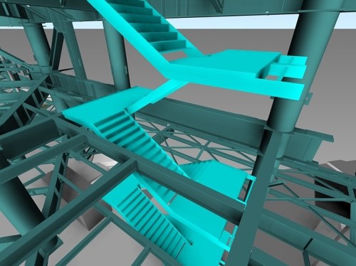 階段の詳細BIMモデル。横森製作所がAutoCADで作成