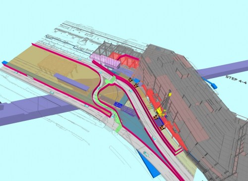 既存、新築、地下鉄が複雑に入り交じる「2ビル接続部」の地下工事