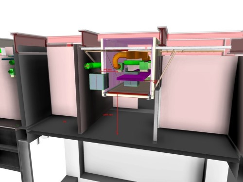バゲージハンドリングシステムが区画壁を貫通する部分の構造もBIMで検討