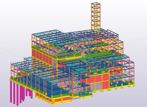 構造図をTekla Structures、意匠図をRevitで作成したごみ焼却工場のプロジェクト